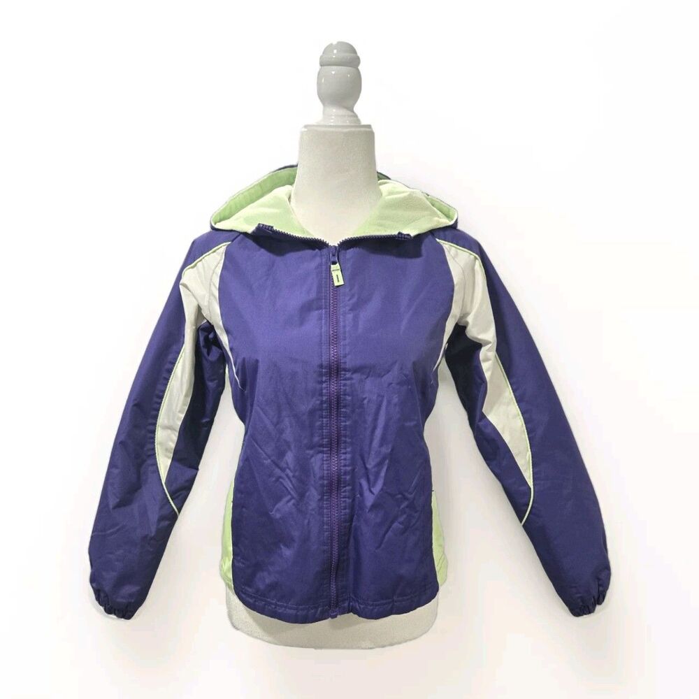 London Fog Girls L 14-16 Purple Green White Zip Front Insulated Jacket